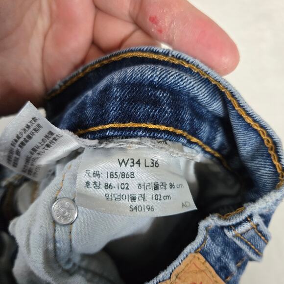 Levi's 505 Jeans Mens Denim Pants 34x36 Jeans Medium Wash 0815 - Picture 9 of 10